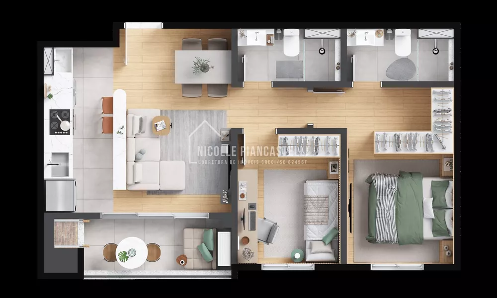 Apartamento, 2 quartos, 52 m² - Foto 2