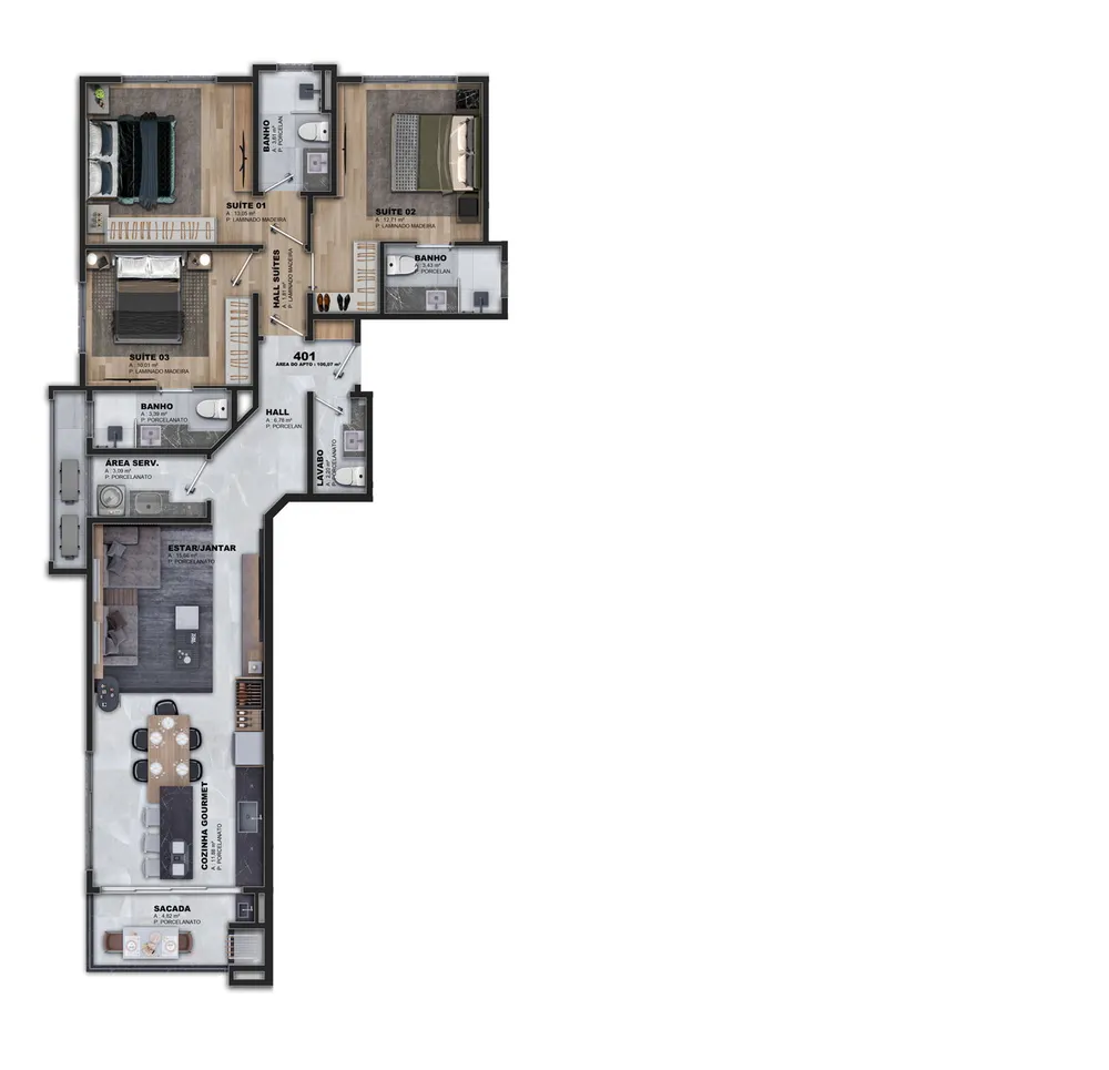 Apartamento, 3 quartos, 96 m² - Foto 9