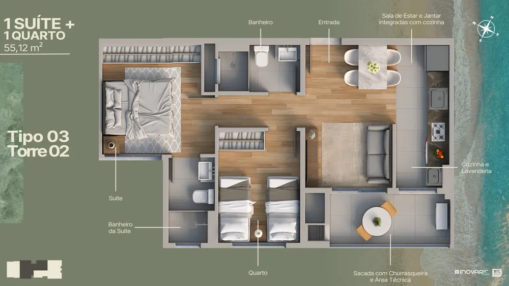 Apartamento, 2 quartos, 55 m² - Foto 3