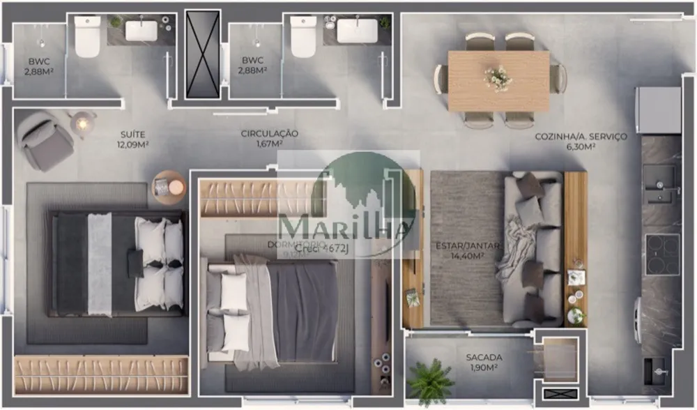 Apartamento, 2 quartos, 59 m² - Foto 8