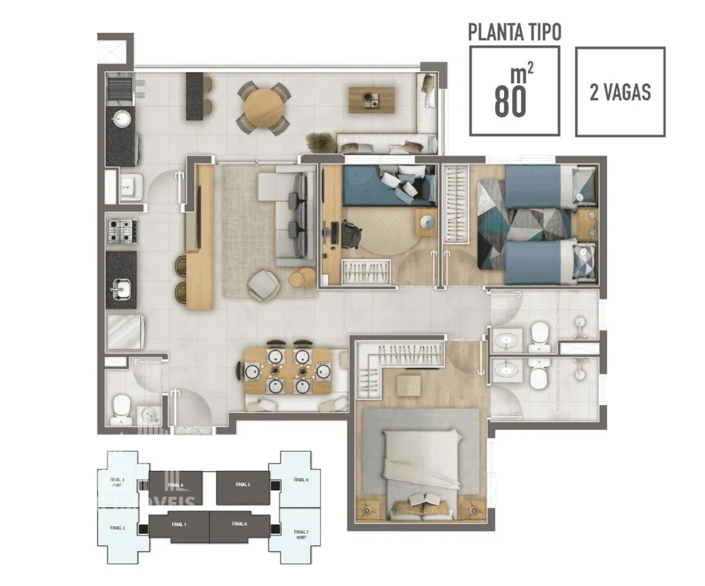 Apartamento, 3 quartos, 80 m² - Foto 2