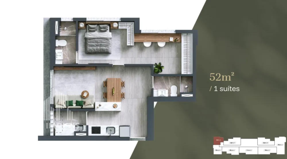 Apartamento, 1 quarto, 52 m² - Foto 2