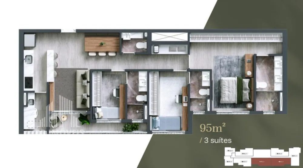 Apartamento, 3 quartos, 95 m² - Foto 2