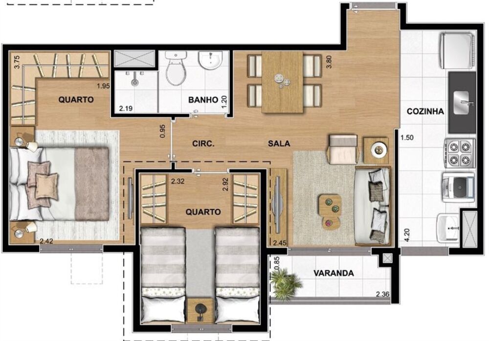 Apartamento, 2 quartos, 44 m² - Foto 6