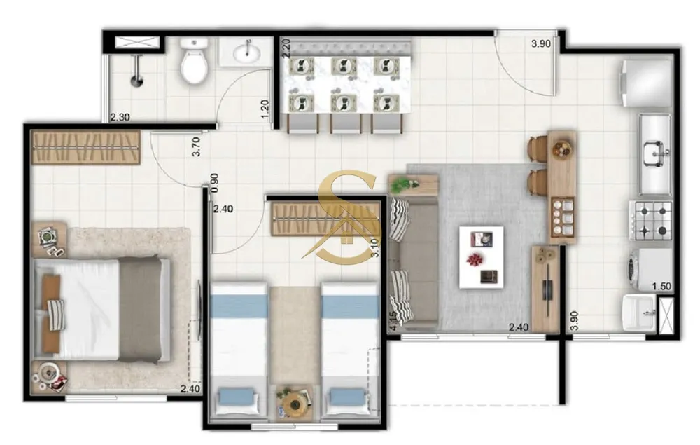 Apartamento, 2 quartos, 43 m² - Foto 40