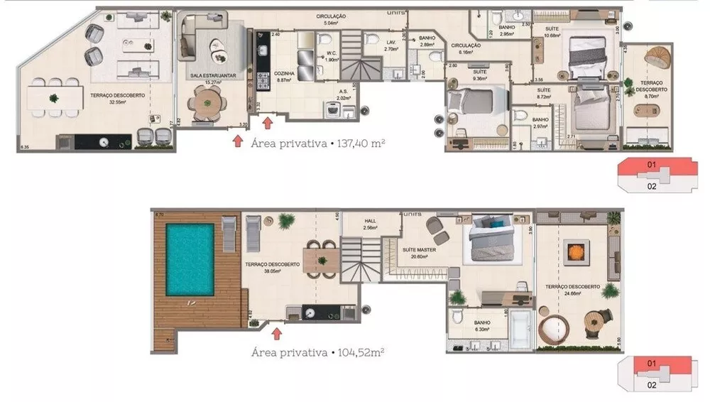 Cobertura, 3 quartos, 137 m² - Foto 4