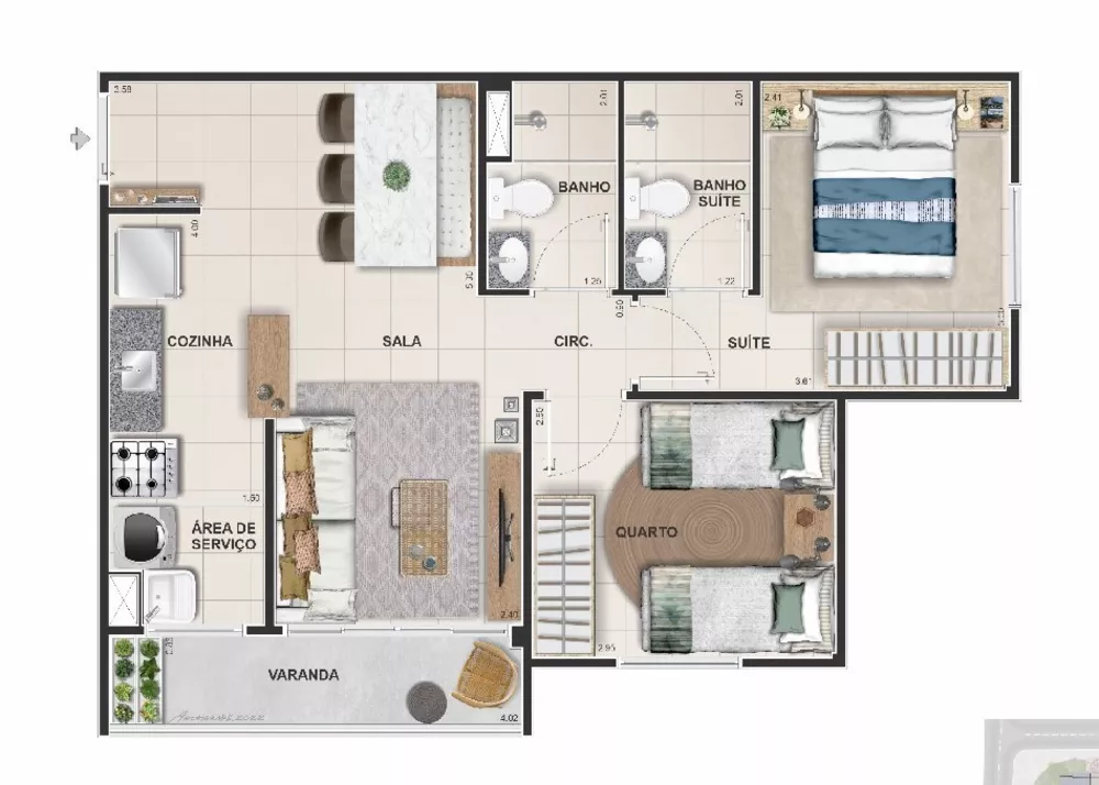 Apartamento, 2 quartos, 50 m² - Foto 3