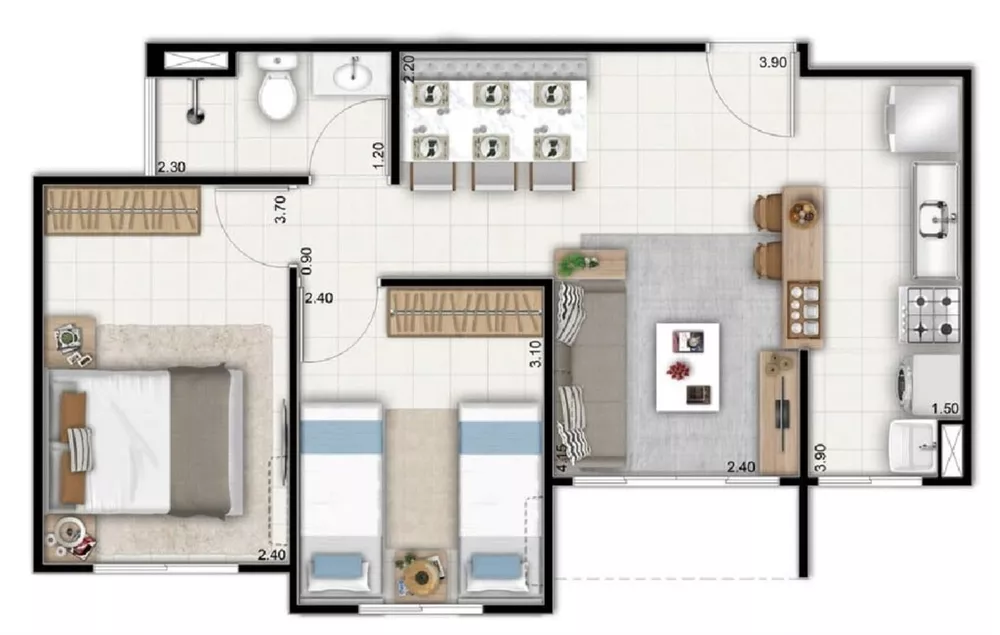 Apartamento, 2 quartos, 45 m² - Foto 4