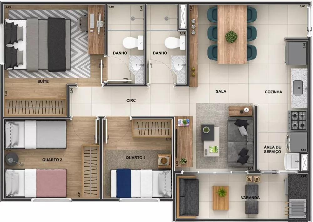 Apartamento, 2 quartos, 48 m² - Foto 2