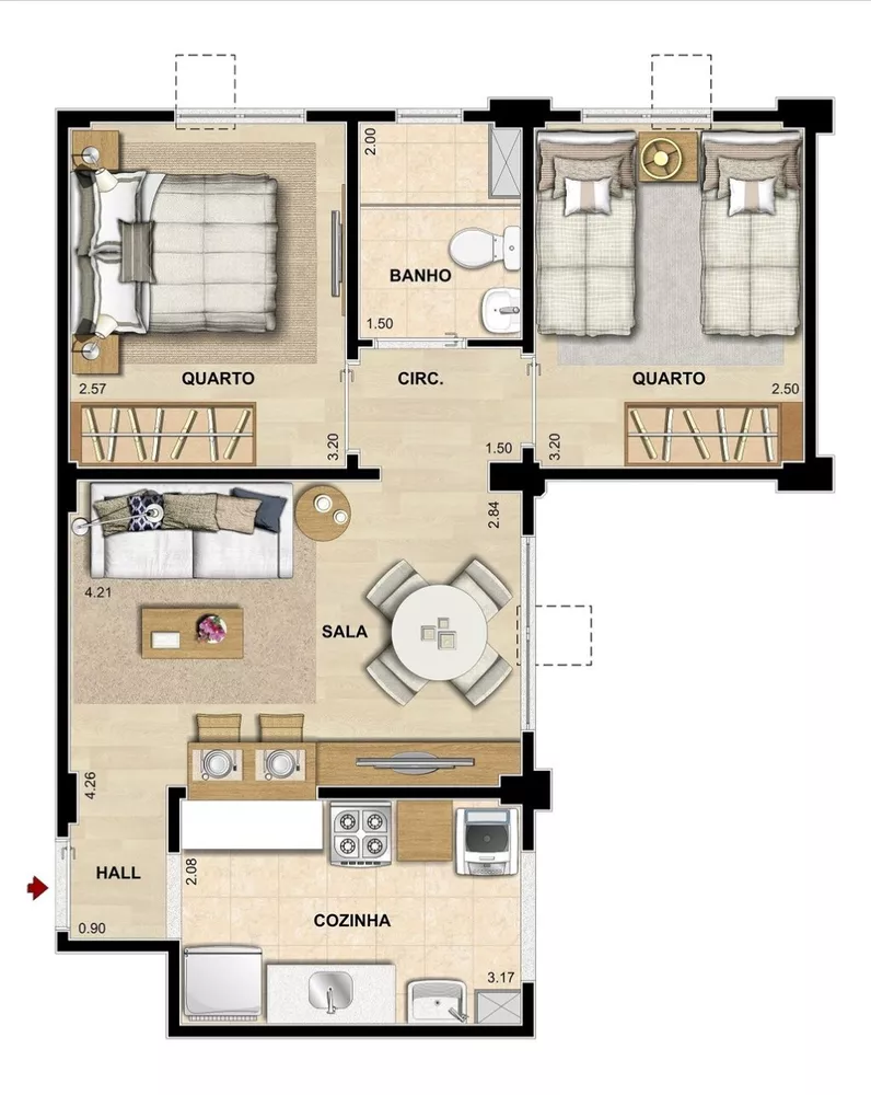 Apartamento, 2 quartos, 46 m² - Foto 7