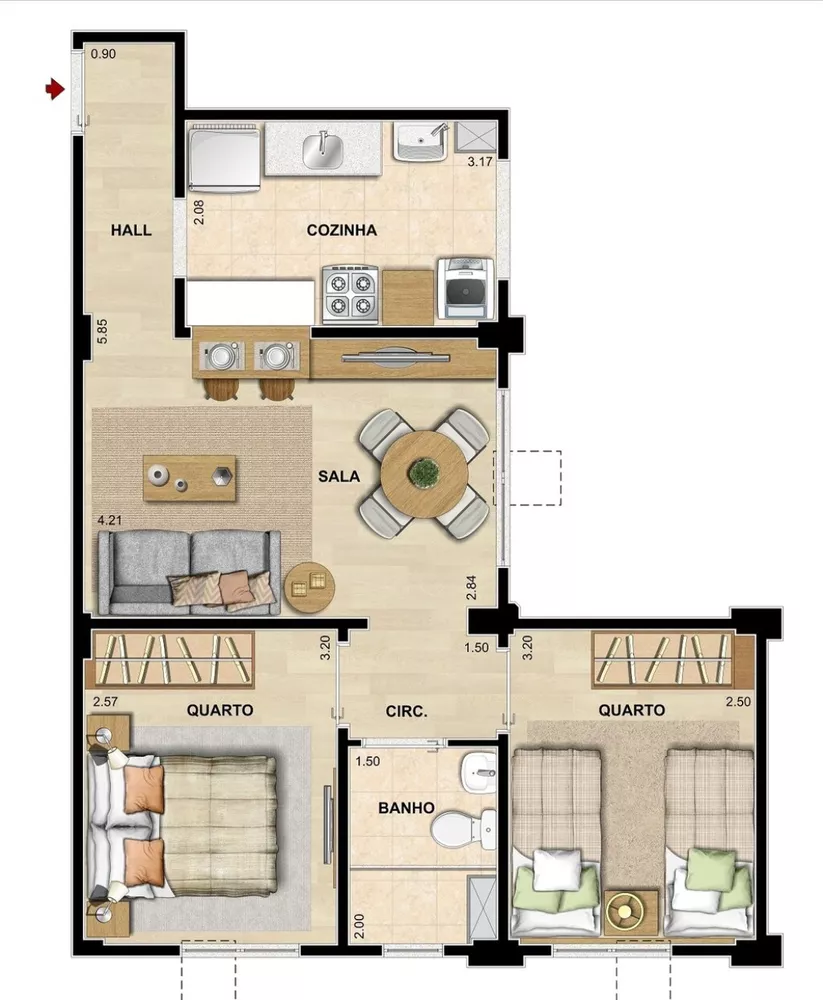 Apartamento, 2 quartos, 46 m² - Foto 1