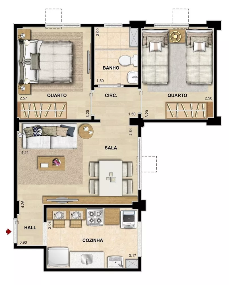 Apartamento, 2 quartos, 46 m² - Foto 8