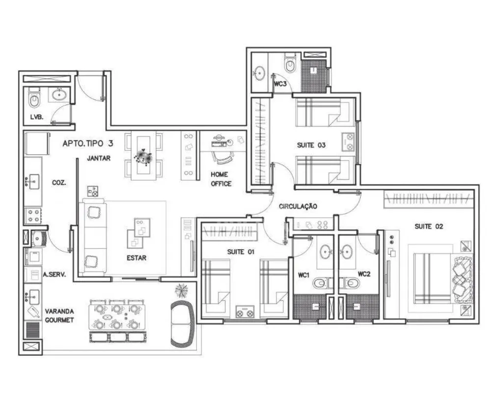 Apartamento, 3 quartos, 105 m² - Foto 2