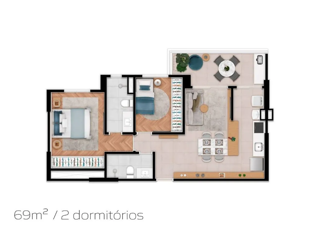 Apartamento, 2 quartos, 69 m² - Foto 3