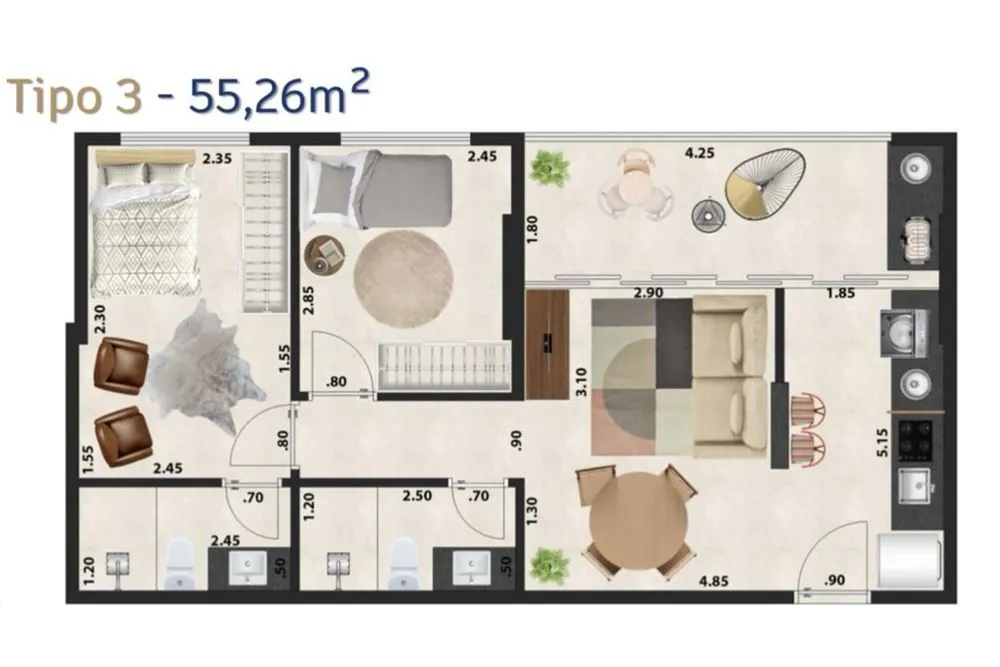 Apartamento, 2 quartos, 55 m² - Foto 15
