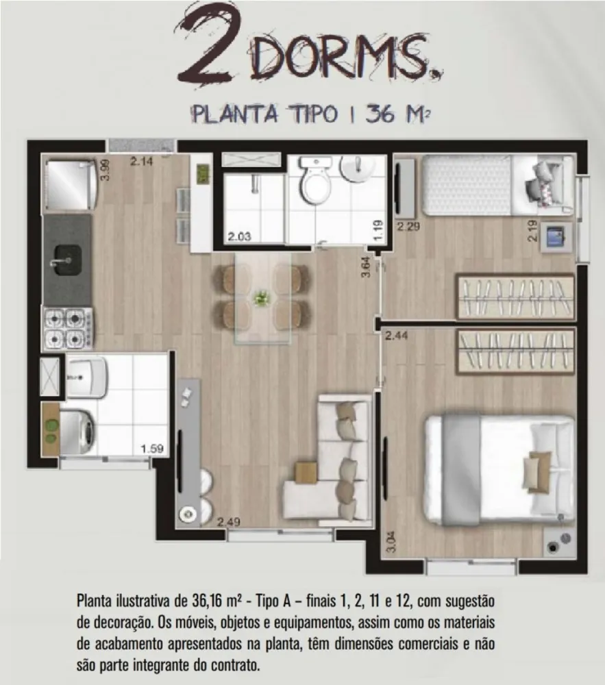 Apartamento, 2 quartos, 36 m² - Foto 12