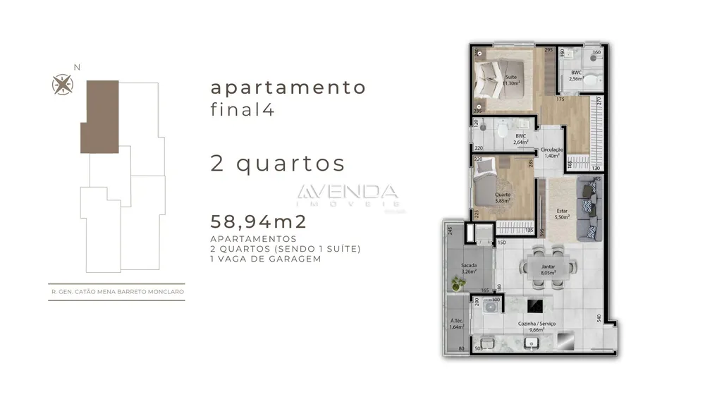 Apartamento, 2 quartos, 58 m² - Foto 2