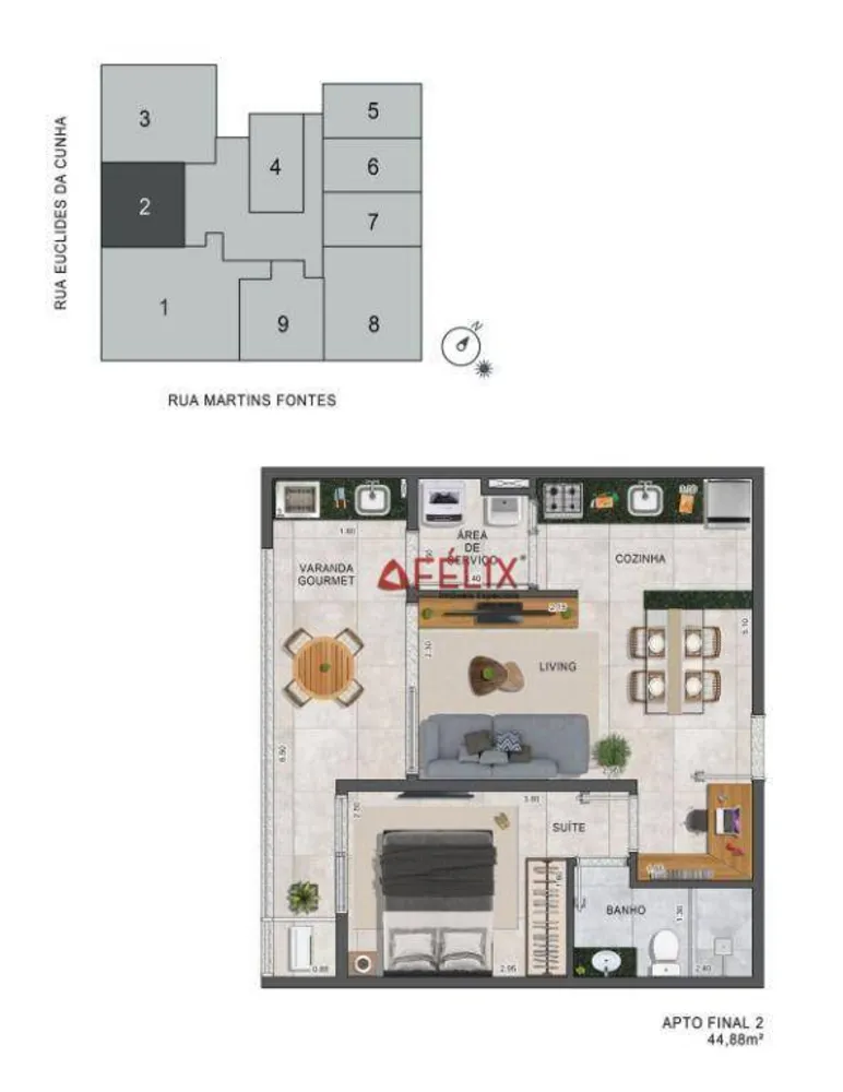 Apartamento, 1 quarto, 44 m² - Foto 2