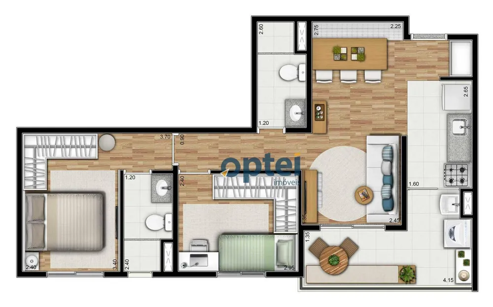 Apartamento, 2 quartos, 57 m² - Foto 2