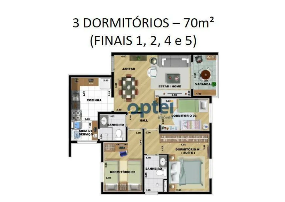 Apartamento, 3 quartos, 70 m² - Foto 1