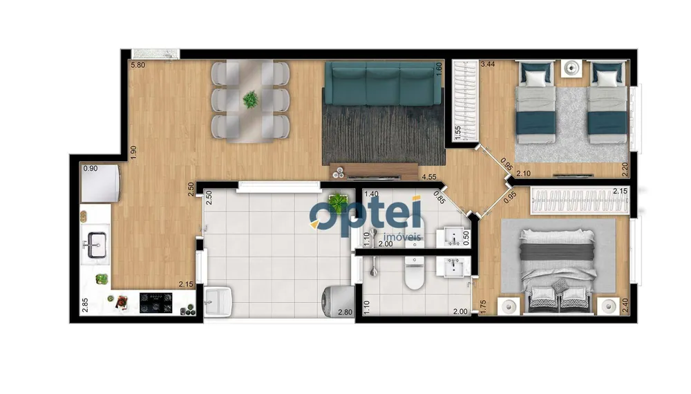 Apartamento, 2 quartos, 50 m² - Foto 3