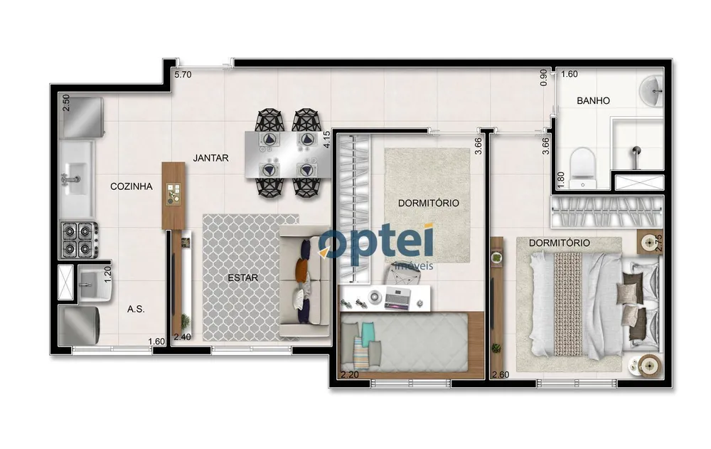 Apartamento, 2 quartos, 43 m² - Foto 1