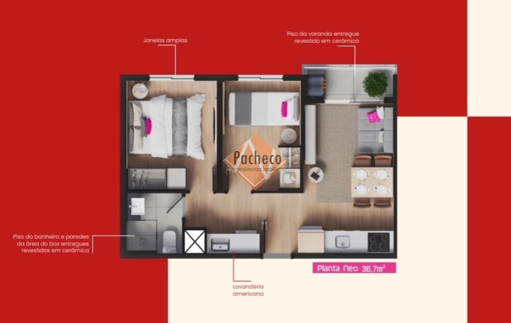 Apartamento, 2 quartos, 36 m² - Foto 2