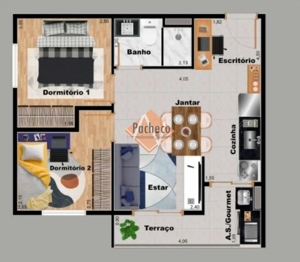 Apartamento, 2 quartos, 42 m² - Foto 2