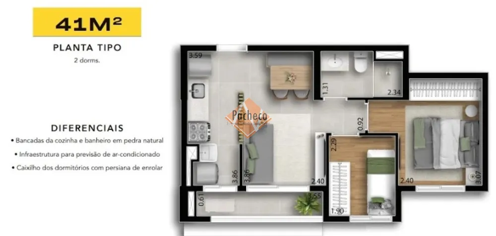 Apartamento, 2 quartos, 41 m² - Foto 12