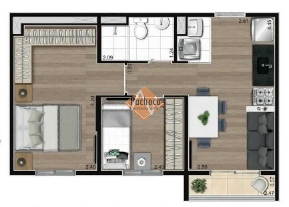 Apartamento, 2 quartos, 41 m² - Foto 2