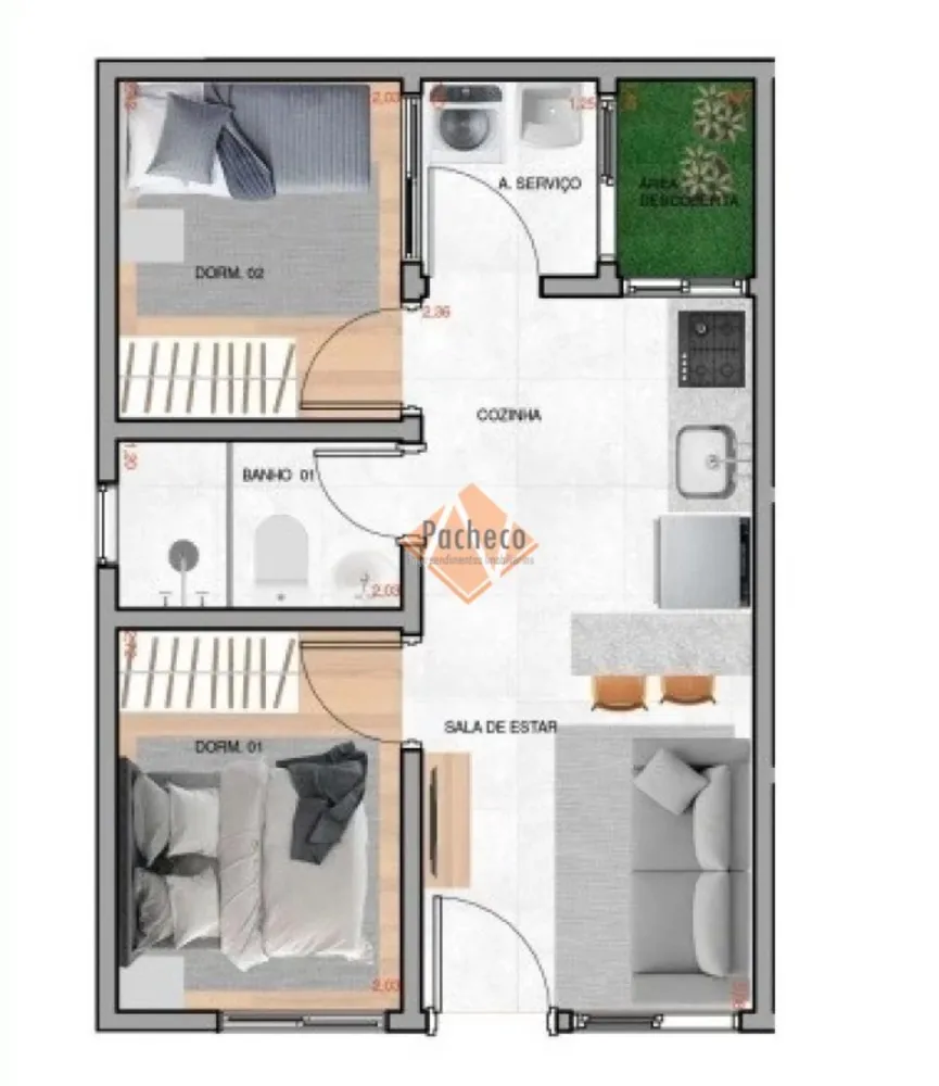 Apartamento, 2 quartos, 33 m² - Foto 1