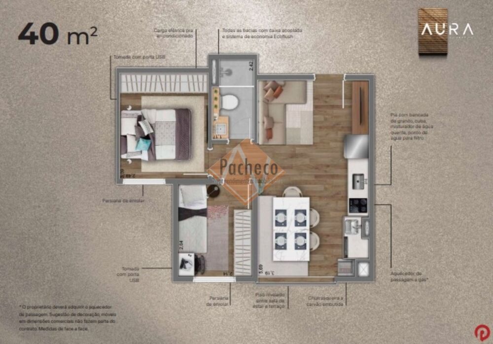 Apartamento à venda com 2 quartos, 44m² - Foto 1