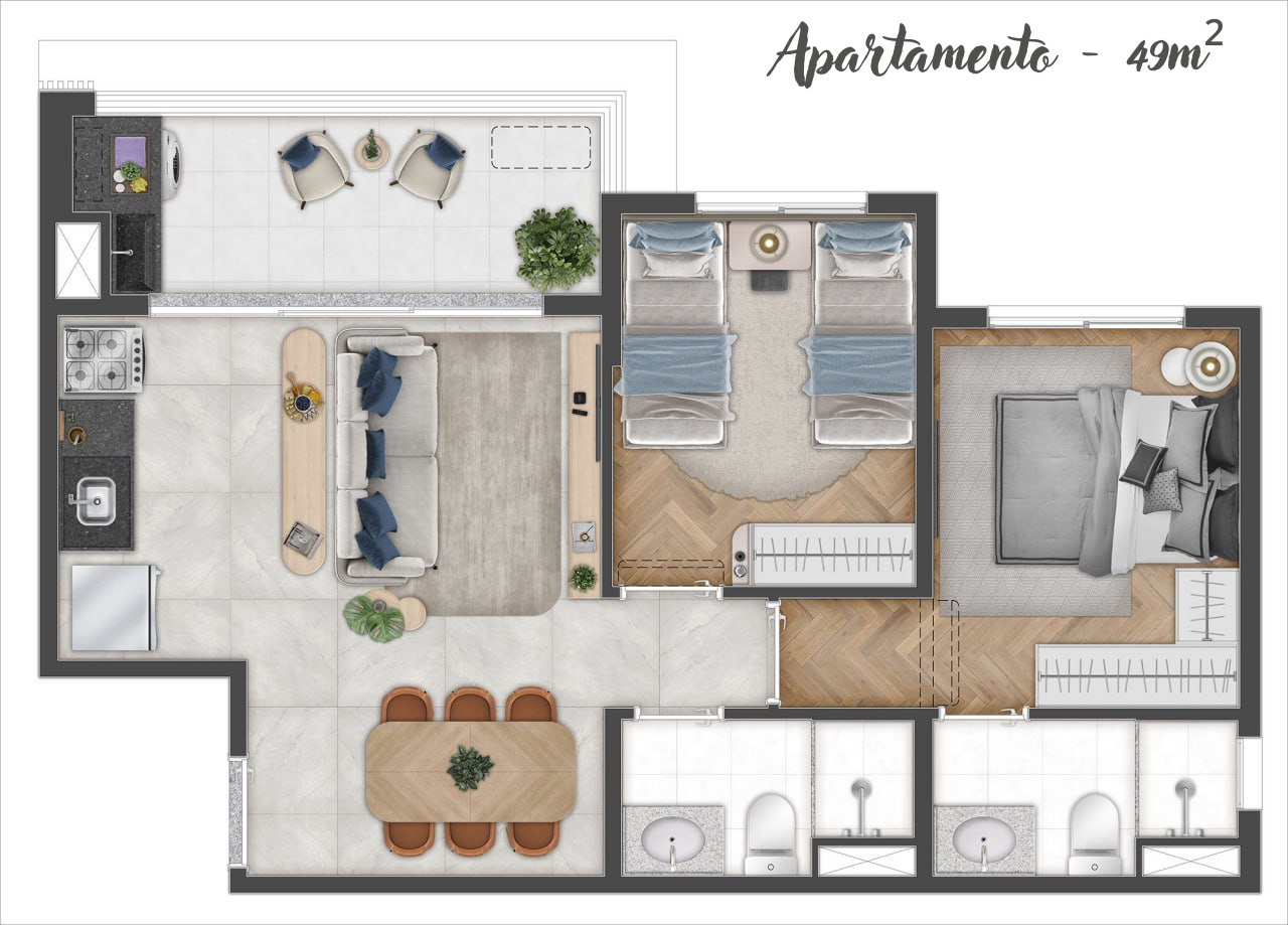 Apartamento à venda com 2 quartos, 49m² - Foto 6