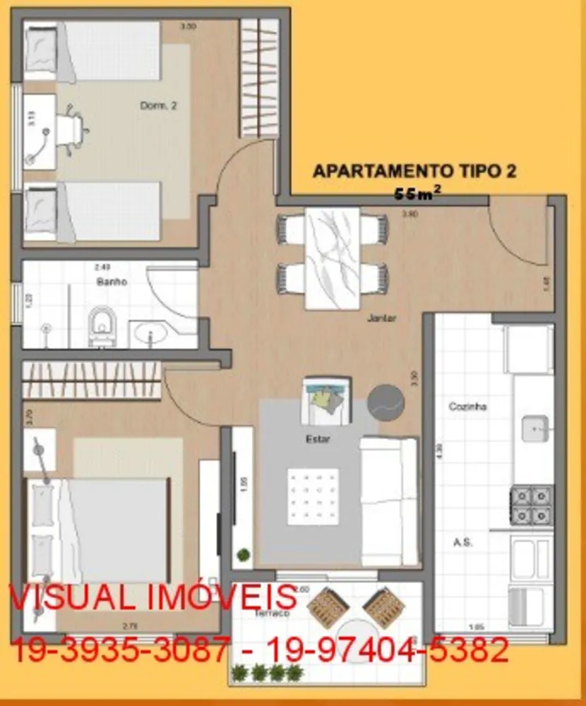 Apartamento, 2 quartos, 55 m² - Foto 1