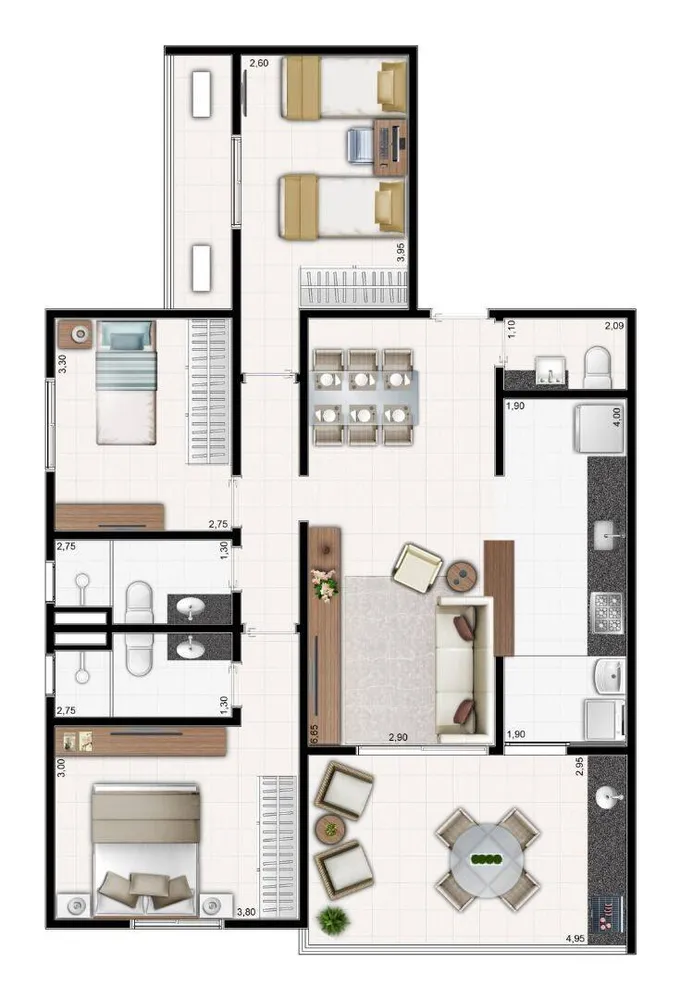 Apartamento, 3 quartos, 105 m² - Foto 1