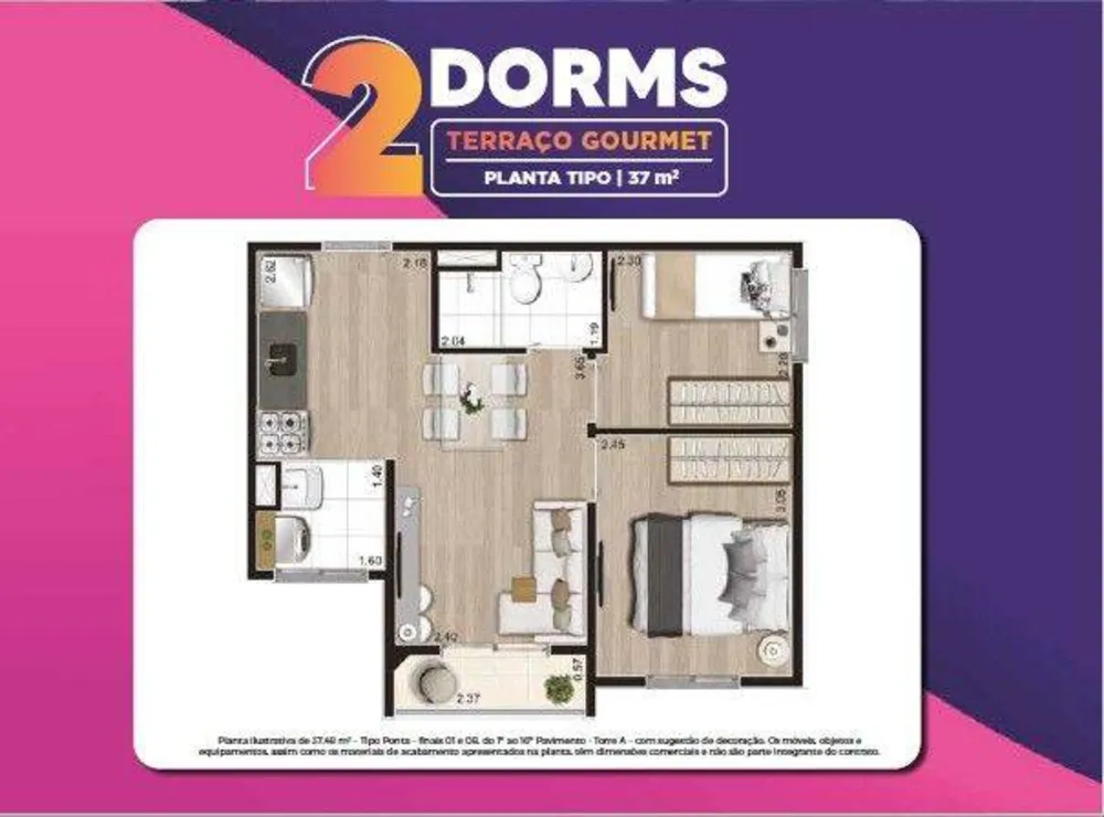 Apartamento, 2 quartos, 37 m² - Foto 14