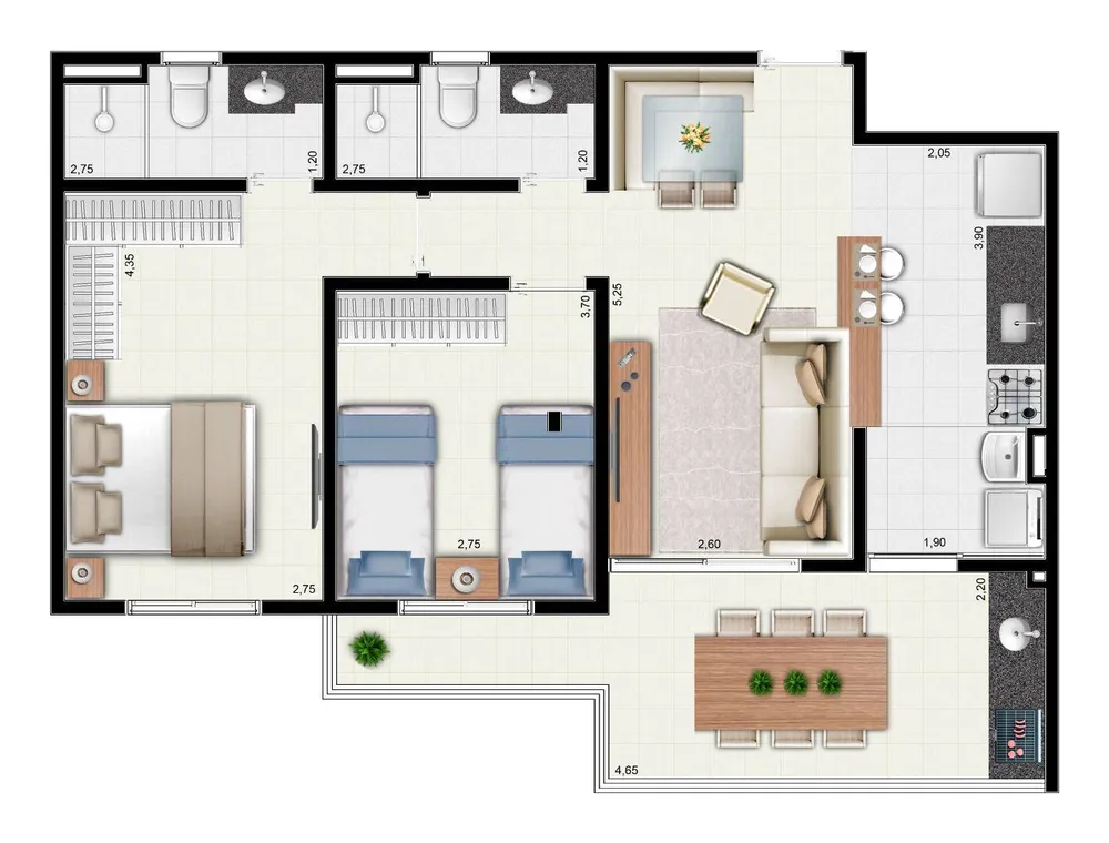 Apartamento, 2 quartos, 73 m² - Foto 2