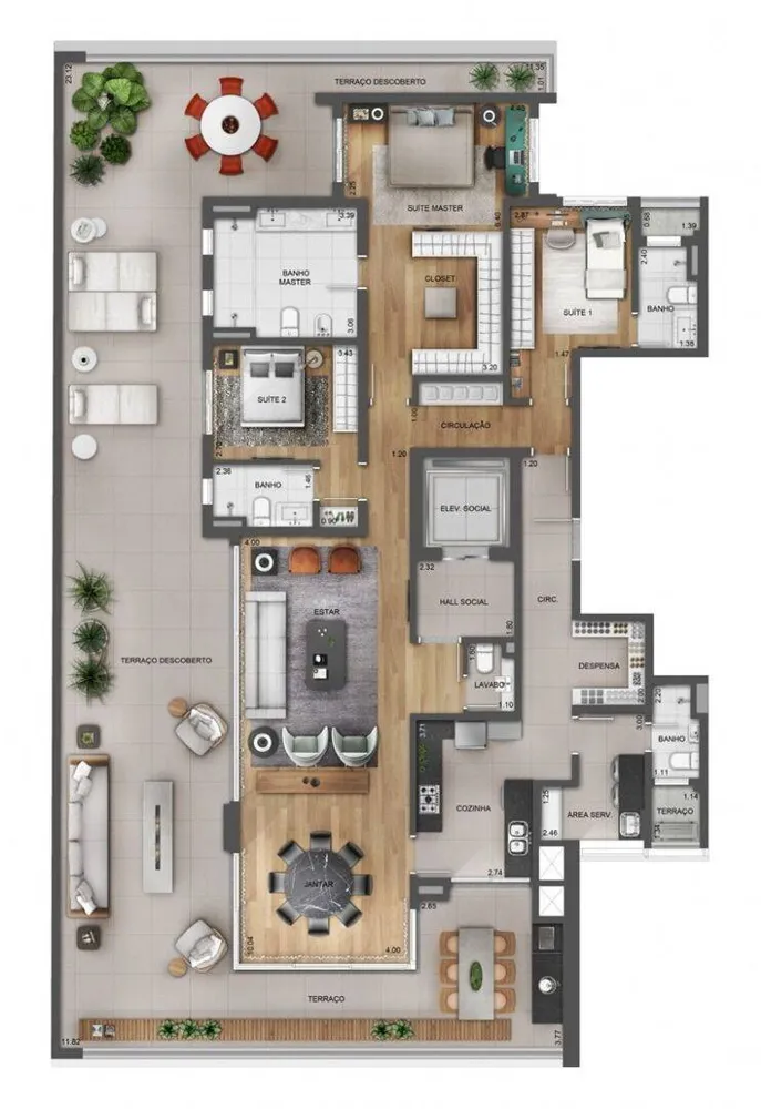 Apartamento, 3 quartos, 216 m² - Foto 1