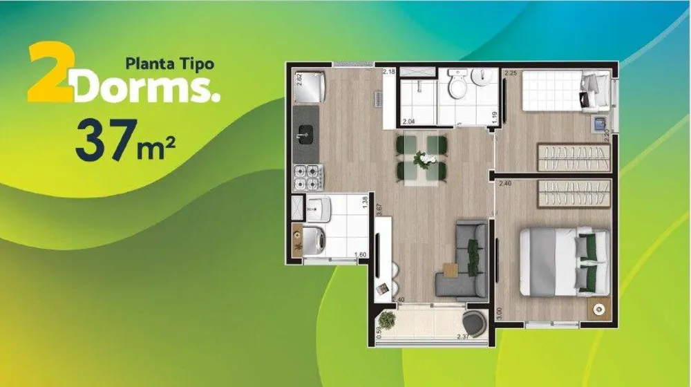 Apartamento, 2 quartos, 37 m² - Foto 15