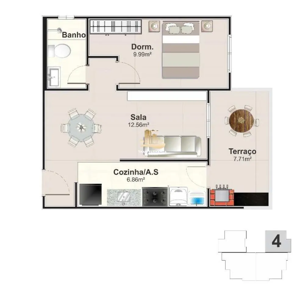 Apartamento, 1 quarto, 51 m² - Foto 8
