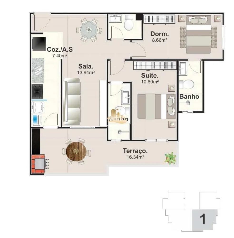 Apartamento, 1 quarto, 51 m² - Foto 10
