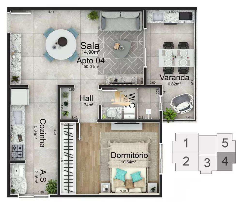 Apartamento, 1 quarto, 50 m² - Foto 7