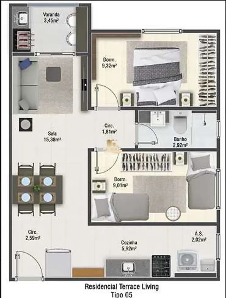 Apartamento, 2 quartos, 55 m² - Foto 4