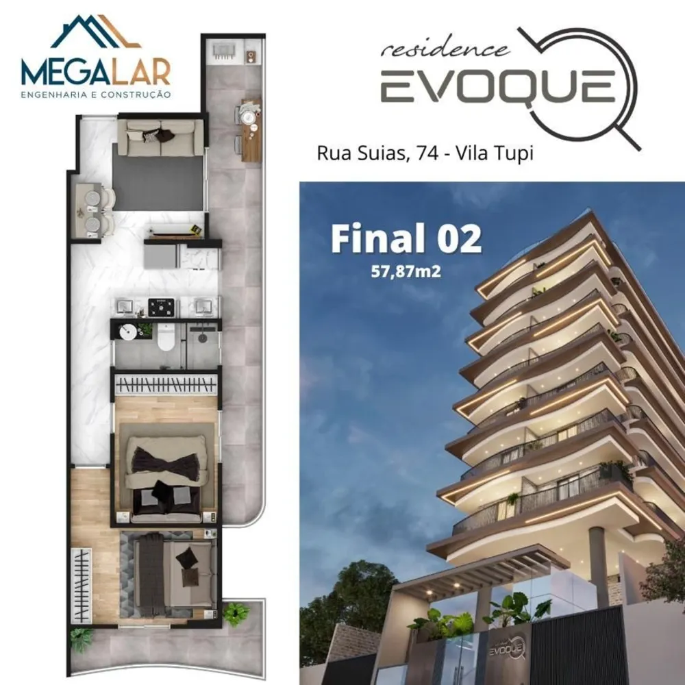Apartamento, 2 quartos, 56 m² - Foto 2