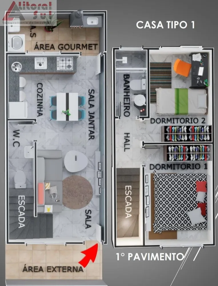 Casa, 2 quartos, 61 m² - Foto 1