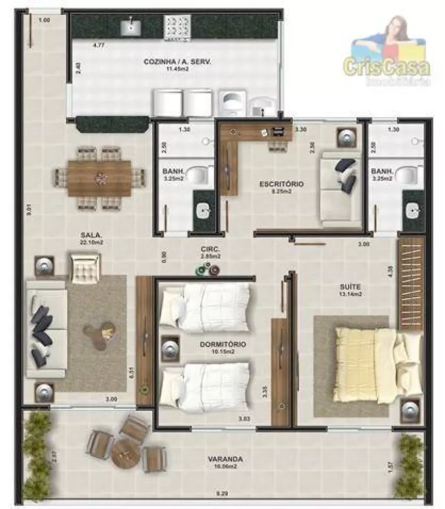 Apartamento, 2 quartos, 98 m² - Foto 1