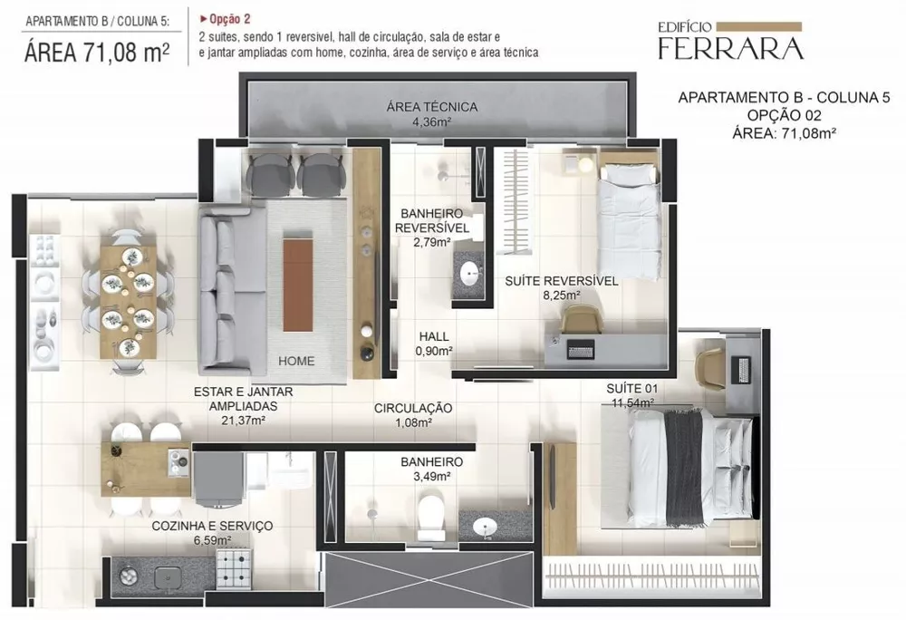 Apartamento, 3 quartos, 71 m² - Foto 2