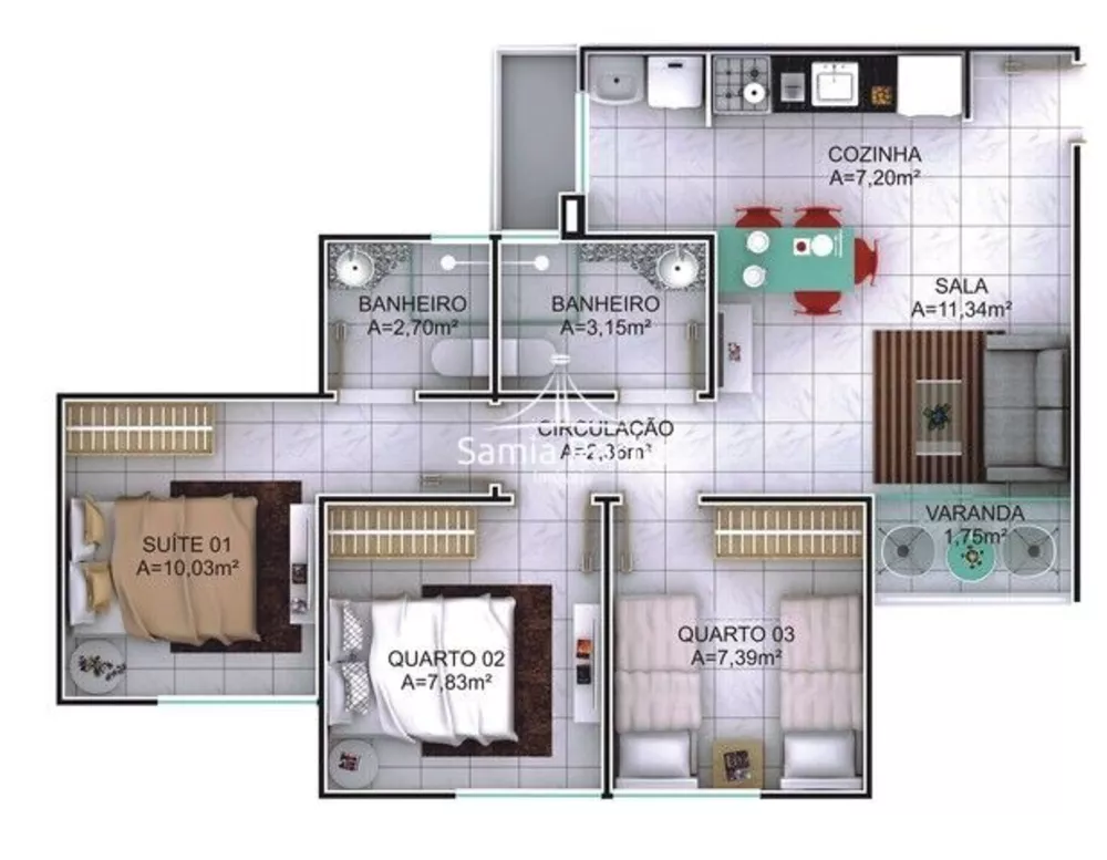 Apartamento à venda com 3 quartos, 62m² - Foto 9