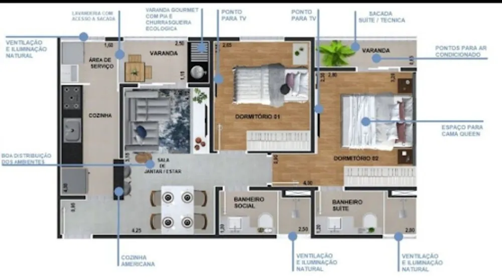 Apartamento, 2 quartos, 57 m² - Foto 2