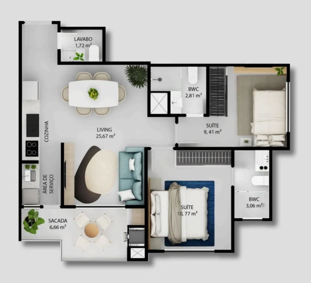 Apartamento, 2 quartos, 61 m² - Foto 1